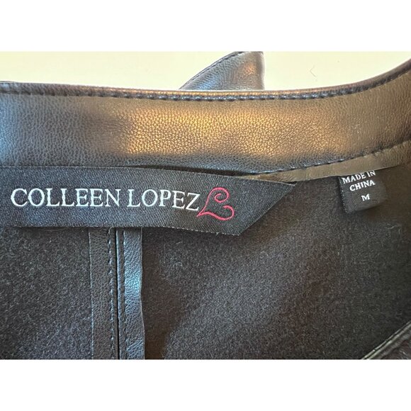 New! Black Sheer Stripe Mesh Vegan Leather Zip Jacket Colleen Lopez, Size Medium - Picture 5 of 10